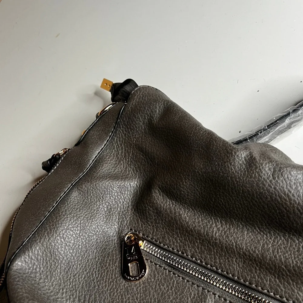 Montana West Select Concealed Carry Hobo Bag Gray Studded Vegan Leather Holster